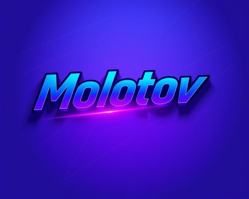 A modern, sleek IPTV service logo composed of a bold, stylized "Molotov TV" text in a striking gradient of blues and purples, set against a clean, minimalist background with subtle geometric patterns. The logo is presented in a dynamic, angular composition, conveying a sense of forward momentum and technological innovation. Cinematic lighting casts dramatic shadows, adding depth and sophistication. The overall design radiates a professional, high-quality aesthetic suitable for a reputable French IPTV provider.